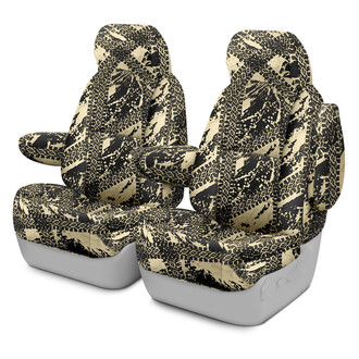 Coverking® - Designer Printed Neosupreme Graphic Tire Tracks 1st Row Tan Custom Seat Covers