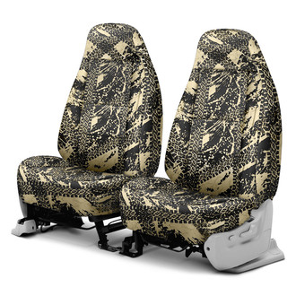 Coverking® - Designer Printed Neosupreme Graphic Tire Tracks 1st Row Tan Custom Seat Covers
