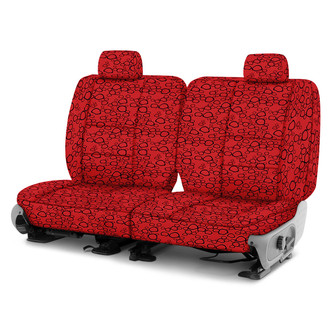 Coverking® - Designer Printed Neosupreme Organic Riverbed 3rd Row Red under Black Custom Seat Covers