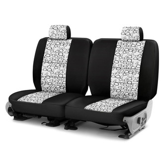 Coverking® - Designer Printed Neosupreme Organic Riverbed 3rd Row Black over White Custom Seat Covers