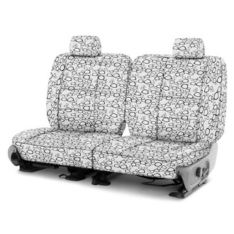 Coverking® - Designer Printed Neosupreme Organic Riverbed 3rd Row Black over White Custom Seat Covers