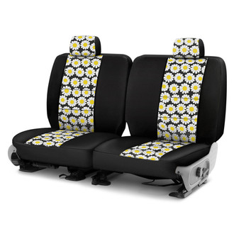 Coverking® - Designer Printed Neosupreme Flowers 3rd Row Nature Daisy Black Background Custom Seat Covers
