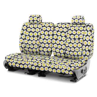 Coverking® - Designer Printed Neosupreme Flowers 3rd Row Nature Daisy Black Background Custom Seat Covers