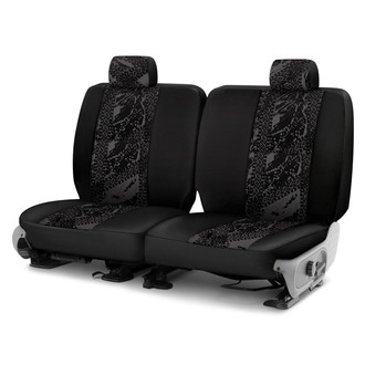 Coverking® - Designer Printed Neosupreme Graphic Tire Tracks 3rd Row Charcoal Custom Seat Covers