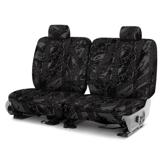Coverking® - Designer Printed Neosupreme Graphic Tire Tracks 3rd Row Charcoal Custom Seat Covers
