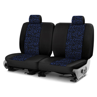Coverking® - Designer Printed Neosupreme Organic Riverbed 3rd Row Blue over Black Custom Seat Covers