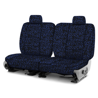 Coverking® - Designer Printed Neosupreme Organic Riverbed 3rd Row Blue over Black Custom Seat Covers