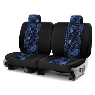 Coverking® - Designer Printed Neosupreme Graphic Tire Tracks 3rd Row Blue Custom Seat Covers