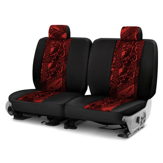 Coverking® - Designer Printed Neosupreme Graphic Tire Tracks 3rd Row Red Custom Seat Covers