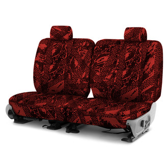 Coverking® - Designer Printed Neosupreme Graphic Tire Tracks 3rd Row Red Custom Seat Covers