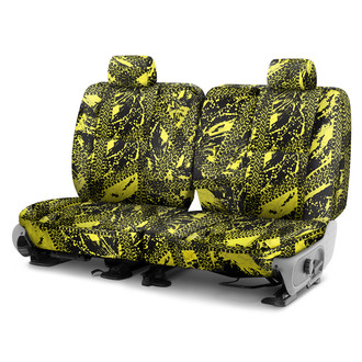 Coverking® - Designer Printed Neosupreme Graphic Tire Tracks 3rd Row Yellow Custom Seat Covers