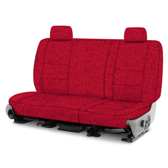 Coverking® - Designer Printed Neosupreme Organic Riverbed 2nd Row Red under Black Custom Seat Covers