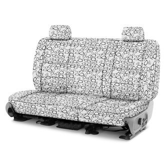 Coverking® - Designer Printed Neosupreme Organic Riverbed 2nd Row Black over White Custom Seat Covers