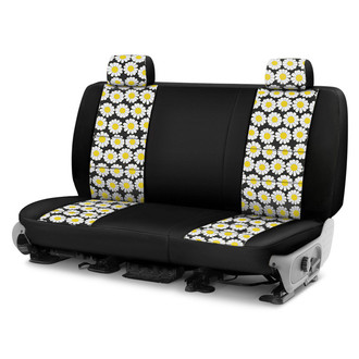 Coverking® - Designer Printed Neosupreme Flowers 2nd Row Nature Daisy Black Background Custom Seat Covers