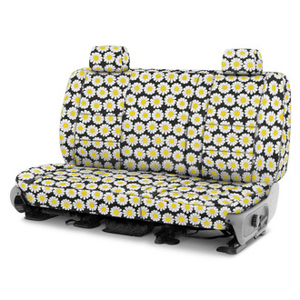 Coverking® - Designer Printed Neosupreme Flowers 2nd Row Nature Daisy Black Background Custom Seat Covers