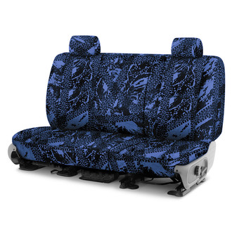 Coverking® - Designer Printed Neosupreme Graphic Tire Tracks 2nd Row Blue Custom Seat Covers