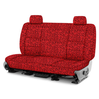 Coverking® - Designer Printed Neosupreme Organic Riverbed 3rd Row Red under Black Custom Seat Covers