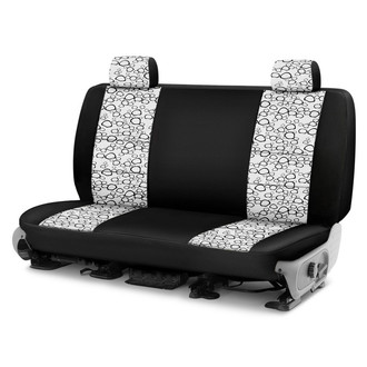 Coverking® - Designer Printed Neosupreme Organic Riverbed 3rd Row Black over White Custom Seat Covers