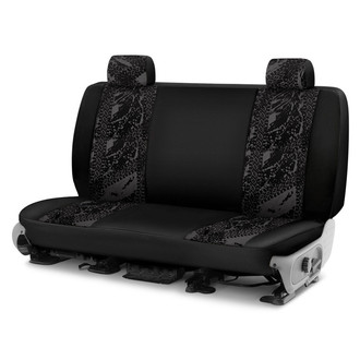 Coverking® - Designer Printed Neosupreme Graphic Tire Tracks 3rd Row Charcoal Custom Seat Covers