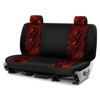 Coverking® - Designer Printed Neosupreme Graphic Tire Tracks 3rd Row Red Custom Seat Covers