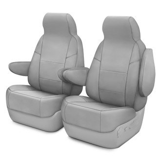 Coverking® - Genuine Leather 1st Row Gray Custom Seat Covers