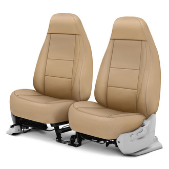 Coverking® - Genuine Leather 1st Row Beige Custom Seat Covers