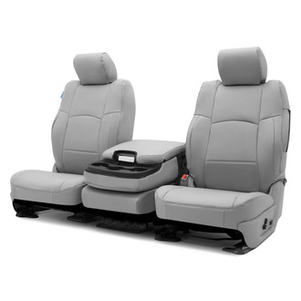 Coverking® - Premium Leatherette 1st Row Light Gray Custom Seat Covers
