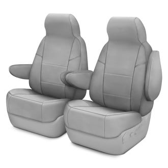 Coverking® - Premium Leatherette 1st Row Light Gray Custom Seat Covers