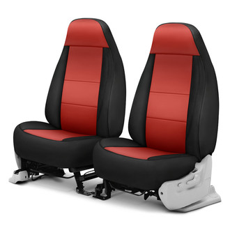 Coverking® - Premium Leatherette 1st Row Black & Red Custom Seat Covers