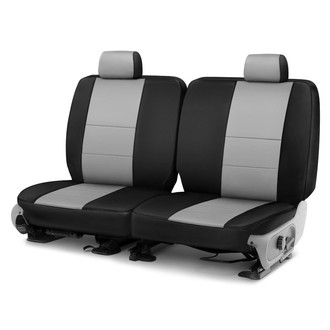 Coverking® - Premium Leatherette 3rd Row Black & Light Gray Custom Seat Covers