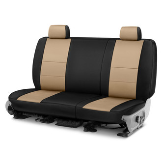 Coverking® - Premium Leatherette 2nd Row Black & Cashmere Custom Seat Covers