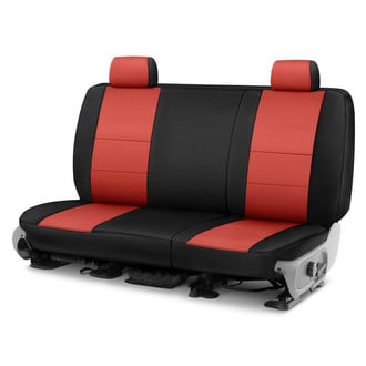 Coverking® - Premium Leatherette 2nd Row Black & Red Custom Seat Covers