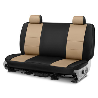 Coverking® - Premium Leatherette 1st Row Black & Cashmere Custom Seat Covers