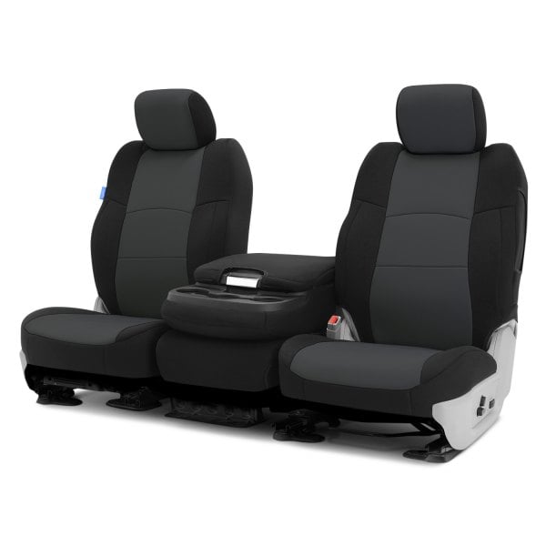 Coverking® - Neosupreme 1st Row Black & Charcoal Custom Seat Covers