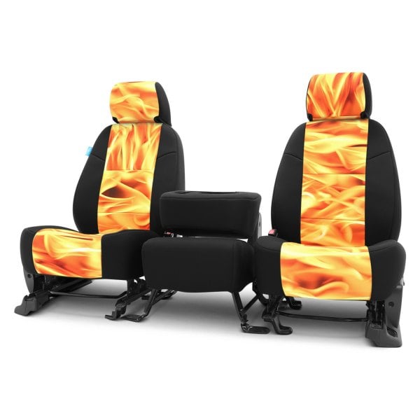 Coverking® - Neosupreme 1st Row Black & Flame Custom Seat Covers