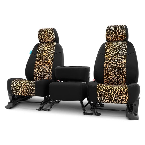 Coverking® - Neosupreme 1st Row Black & Leopard Custom Seat Covers