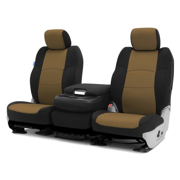 Coverking® - Neosupreme 1st Row Black & Tan Custom Seat Covers