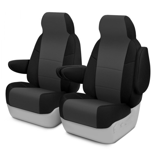 Coverking® - Neosupreme 1st Row Black & Charcoal Custom Seat Covers