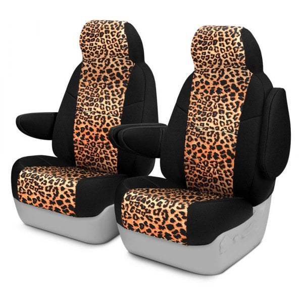 Coverking® - Neosupreme 1st Row Black & Cheetah Custom Seat Covers