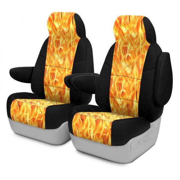 Coverking® - Neosupreme 1st Row Black & Flame Custom Seat Covers