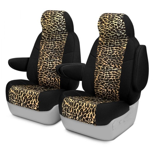 Coverking® - Neosupreme 1st Row Black & Leopard Custom Seat Covers