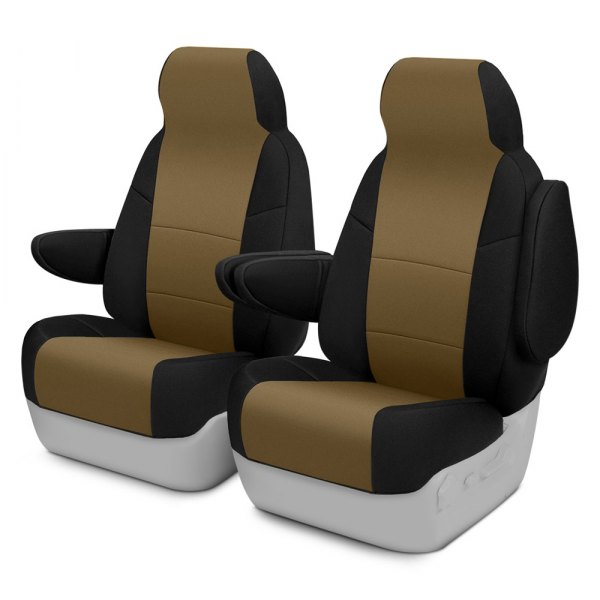 Coverking® - Neosupreme 1st Row Black & Tan Custom Seat Covers