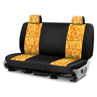 Coverking® - Neosupreme 2nd Row Black & Flame Custom Seat Covers