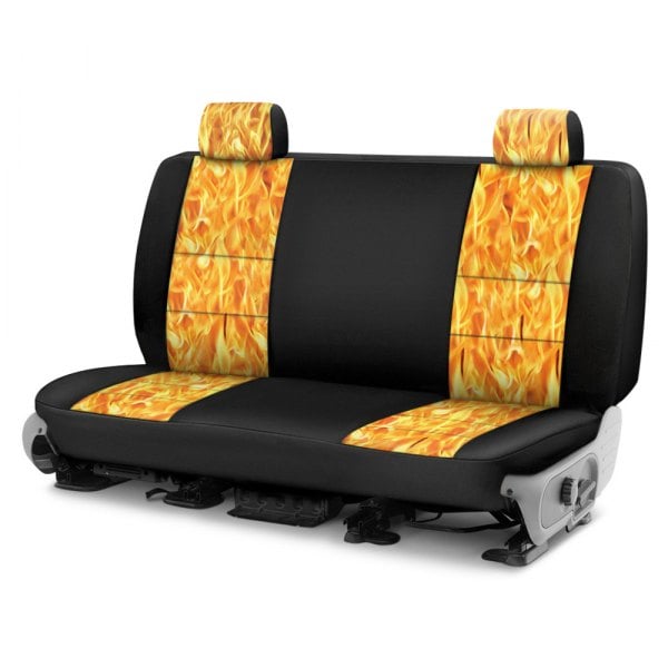 Coverking® - Neosupreme 1st Row Black & Flame Custom Seat Covers