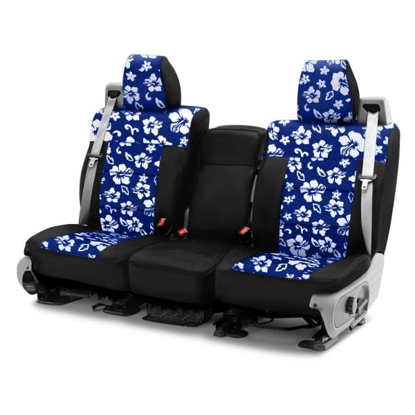 Coverking® - Neosupreme 1st Row Black & Blue Hawaiian Custom Seat Covers