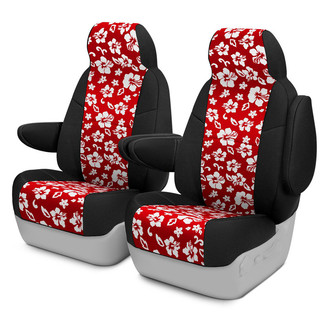 Coverking® - Neosupreme 1st Row Black & Red Hawaiian Custom Seat Covers