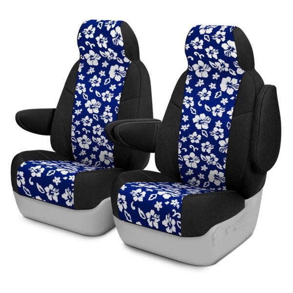 Coverking® - Neosupreme 1st Row Black & Blue Hawaiian Custom Seat Covers