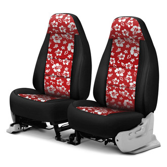 Coverking® - Neosupreme 1st Row Black & Red Hawaiian Custom Seat Covers
