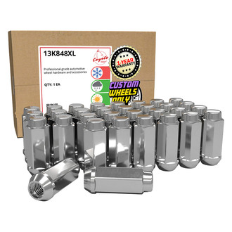 Coyote Accessories® - Chrome Cone Seat Acorn Bulge Lug Wheel Installation Kit w/o Valve Stems
