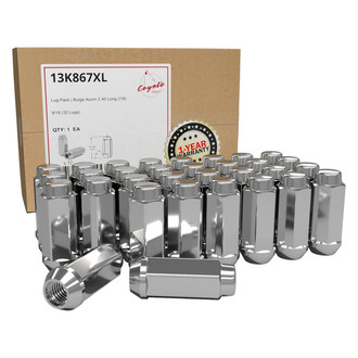 Coyote Accessories® - Chrome Cone Seat Acorn Bulge Lug Wheel Installation Kit w/o Valve Stems